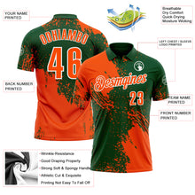 Load image into Gallery viewer, Custom Orange Green-White 3D Pattern Design Abstract Brush Stroke Performance Polo Shirt
