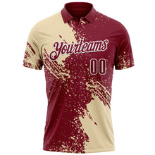 Load image into Gallery viewer, Custom Cream Crimson-White 3D Pattern Design Abstract Brush Stroke Performance Polo Shirt
