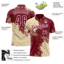 Load image into Gallery viewer, Custom Cream Crimson-White 3D Pattern Design Abstract Brush Stroke Performance Polo Shirt
