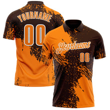 Load image into Gallery viewer, Custom Bay Orange Brown-White 3D Pattern Design Abstract Brush Stroke Performance Polo Shirt
