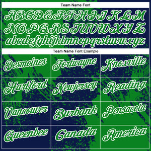 Custom Grass Green Navy-White 3D Pattern Design Abstract Brush Stroke Performance Polo Shirt