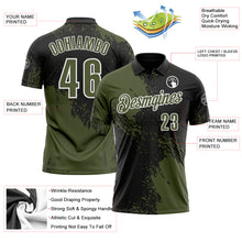 Load image into Gallery viewer, Custom Olive Black-White 3D Pattern Design Abstract Brush Stroke Performance Polo Shirt
