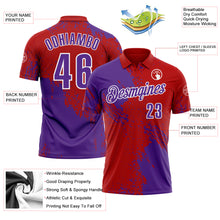 Load image into Gallery viewer, Custom Purple Red-White 3D Pattern Design Abstract Brush Stroke Performance Polo Shirt
