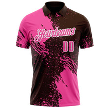 Load image into Gallery viewer, Custom Pink Brown-White 3D Pattern Design Abstract Brush Stroke Performance Polo Shirt
