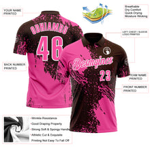 Load image into Gallery viewer, Custom Pink Brown-White 3D Pattern Design Abstract Brush Stroke Performance Polo Shirt
