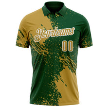 Load image into Gallery viewer, Custom Old Gold Green-White 3D Pattern Design Abstract Brush Stroke Performance Polo Shirt
