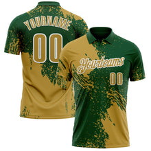 Load image into Gallery viewer, Custom Old Gold Green-White 3D Pattern Design Abstract Brush Stroke Performance Polo Shirt

