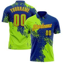 Load image into Gallery viewer, Custom Neon Green Royal-Orange 3D Pattern Design Abstract Brush Stroke Performance Polo Shirt
