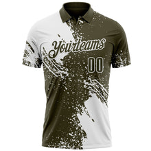 Load image into Gallery viewer, Custom White Olive 3D Pattern Design Abstract Brush Stroke Performance Polo Shirt
