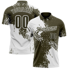 Load image into Gallery viewer, Custom White Olive 3D Pattern Design Abstract Brush Stroke Performance Polo Shirt
