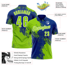 Load image into Gallery viewer, Custom Neon Green Royal-White 3D Pattern Design Abstract Brush Stroke Performance Polo Shirt
