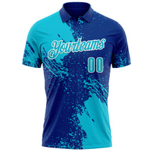 Load image into Gallery viewer, Custom Lakes Blue Royal-White 3D Pattern Design Abstract Brush Stroke Performance Polo Shirt
