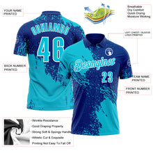 Load image into Gallery viewer, Custom Lakes Blue Royal-White 3D Pattern Design Abstract Brush Stroke Performance Polo Shirt
