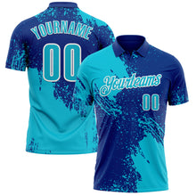 Load image into Gallery viewer, Custom Lakes Blue Royal-White 3D Pattern Design Abstract Brush Stroke Performance Polo Shirt
