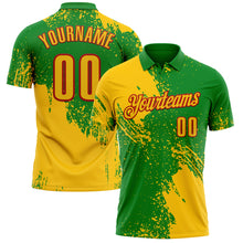 Load image into Gallery viewer, Custom Yellow Grass Green-White 3D Pattern Design Abstract Brush Stroke Performance Polo Shirt
