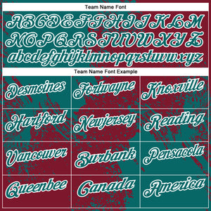 Custom Teal Crimson-White 3D Pattern Design Abstract Brush Stroke Performance Polo Shirt