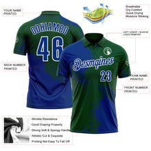 Load image into Gallery viewer, Custom Royal Green-White 3D Pattern Design Abstract Brush Stroke Performance Polo Shirt
