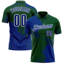 Load image into Gallery viewer, Custom Royal Green-White 3D Pattern Design Abstract Brush Stroke Performance Polo Shirt
