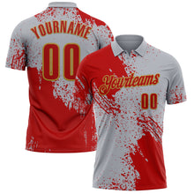 Load image into Gallery viewer, Custom Red Gray-Old Gold 3D Pattern Design Abstract Brush Stroke Performance Polo Shirt
