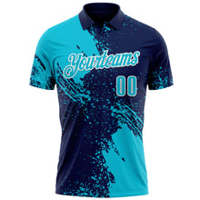 Load image into Gallery viewer, Custom Lakes Blue Navy-White 3D Pattern Design Abstract Brush Stroke Performance Polo Shirt
