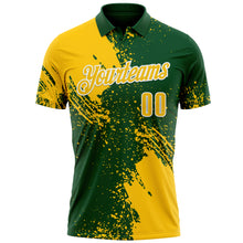 Load image into Gallery viewer, Custom Yellow Green-White 3D Pattern Design Abstract Brush Stroke Performance Polo Shirt
