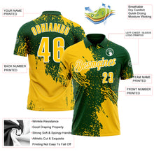 Load image into Gallery viewer, Custom Yellow Green-White 3D Pattern Design Abstract Brush Stroke Performance Polo Shirt
