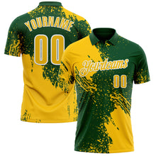 Load image into Gallery viewer, Custom Yellow Green-White 3D Pattern Design Abstract Brush Stroke Performance Polo Shirt
