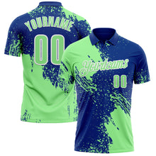 Load image into Gallery viewer, Custom Pea Green Royal-White 3D Pattern Design Abstract Brush Stroke Performance Polo Shirt
