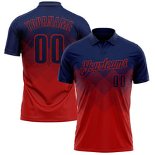 Load image into Gallery viewer, Custom Navy Red 3D Gradient Square Shape Performance Polo Shirt
