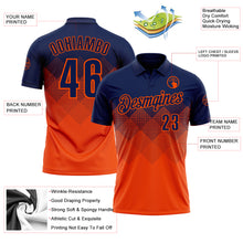 Load image into Gallery viewer, Custom Navy Orange 3D Gradient Square Shape Performance Polo Shirt
