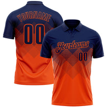Load image into Gallery viewer, Custom Navy Orange 3D Gradient Square Shape Performance Polo Shirt

