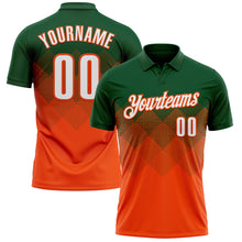 Load image into Gallery viewer, Custom Green White-Orange 3D Gradient Square Shape Performance Polo Shirt
