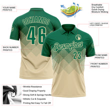 Load image into Gallery viewer, Custom Kelly Green Cream 3D Gradient Square Shape Performance Polo Shirt
