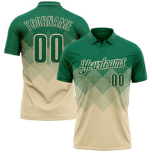 Load image into Gallery viewer, Custom Kelly Green Cream 3D Gradient Square Shape Performance Polo Shirt
