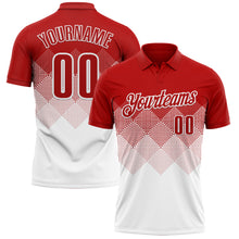 Load image into Gallery viewer, Custom Red White 3D Gradient Square Shape Performance Polo Shirt
