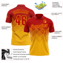 Load image into Gallery viewer, Custom Red Gold 3D Gradient Square Shape Performance Polo Shirt
