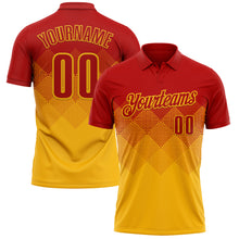 Load image into Gallery viewer, Custom Red Gold 3D Gradient Square Shape Performance Polo Shirt
