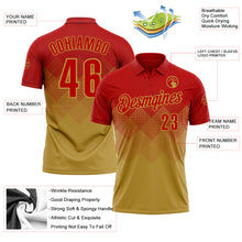 Load image into Gallery viewer, Custom Red Old Gold 3D Gradient Square Shape Performance Polo Shirt
