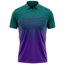 Load image into Gallery viewer, Custom Teal Purple 3D Gradient Square Shape Performance Polo Shirt
