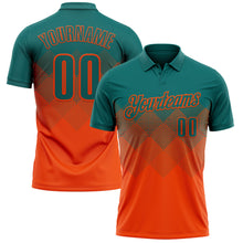 Load image into Gallery viewer, Custom Teal Orange 3D Gradient Square Shape Performance Polo Shirt
