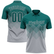 Load image into Gallery viewer, Custom Teal Gray 3D Gradient Square Shape Performance Polo Shirt
