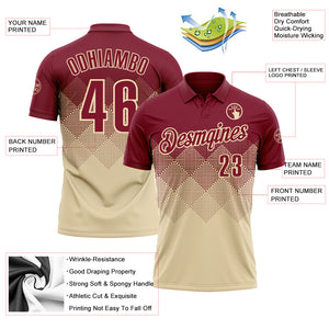 Custom Crimson Cream 3D Gradient Square Shape Performance Polo Shirt