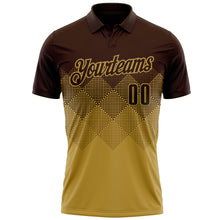 Load image into Gallery viewer, Custom Brown Old Gold 3D Gradient Square Shape Performance Polo Shirt
