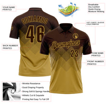 Load image into Gallery viewer, Custom Brown Old Gold 3D Gradient Square Shape Performance Polo Shirt
