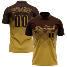 Load image into Gallery viewer, Custom Brown Old Gold 3D Gradient Square Shape Performance Polo Shirt
