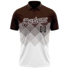 Load image into Gallery viewer, Custom Brown White 3D Gradient Square Shape Performance Polo Shirt
