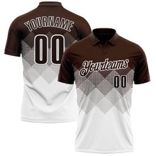 Load image into Gallery viewer, Custom Brown White 3D Gradient Square Shape Performance Polo Shirt
