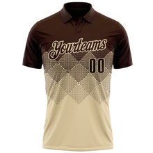 Load image into Gallery viewer, Custom Brown Cream 3D Gradient Square Shape Performance Polo Shirt
