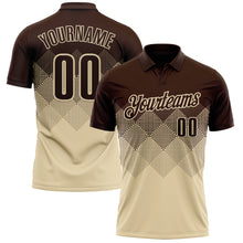 Load image into Gallery viewer, Custom Brown Cream 3D Gradient Square Shape Performance Polo Shirt

