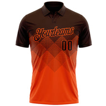 Load image into Gallery viewer, Custom Brown Orange 3D Gradient Square Shape Performance Polo Shirt
